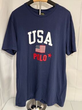 Polo Ralph Lauren USA Flag Graphic Tee Navy Large